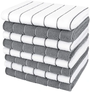 AIDEA Kitchen Towels 8PK, Dish Cloths, Grey, 12x12in AIDEA Kitchen Towels 8PK, Dish Cloths, Grey, 12x12in