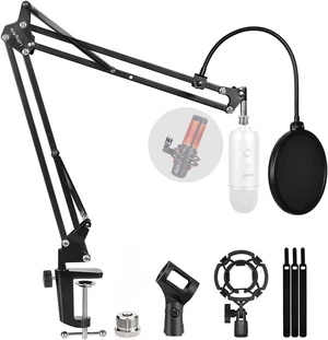 Microphone Stand for Blue Yeti, Quadcast, Heavy Duty Scissor Boom Arm with Windscreen and Double-Layered Screen Pop Filter, Broadcasting and Recording Microphone Stand for Blue Yeti, Quadcast, Heavy Duty Scissor Boom Arm with Windscreen and Double-Layered Screen Pop Filter, Broadcasting and Recording