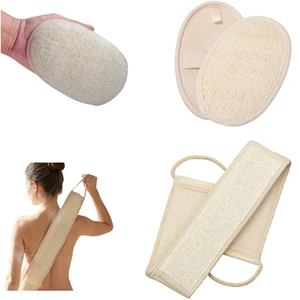 2-Piece Natural Loofah Exfoliating Body Scrubber Bath Set 2-Piece Natural Loofah Exfoliating Body Scrubber Bath Set