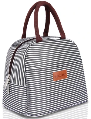 BALORAY Lunch Bag, Medium, Black White Stripes BALORAY Lunch Bag, Medium, Black White Stripes