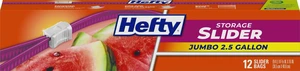 Hefty Slider Jumbo Storage Bags, 2.5 Gallon Extra Large, 12 Count Hefty Slider Jumbo Storage Bags, 2.5 Gallon Extra Large, 12 Count