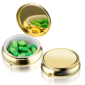 WLLHYF Cute Small Metal Pill Box Travel Waterproof Pill Case for Purse & Pocket Medicine Organizer, Vitamins, Fish Oil, Supplements (Gold) WLLHYF Cute Small Metal Pill Box Travel Waterproof Pill Case for Purse & Pocket Medicine Organizer, Vitamins, Fish Oil, Supplements (Gold)