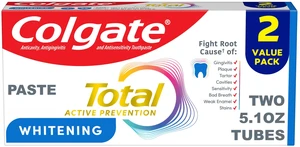 Colgate Total Active Prevention Whitening Toothpaste, Mint, 2 Pack, 5.1 oz Colgate Total Active Prevention Whitening Toothpaste, Mint, 2 Pack, 5.1 oz