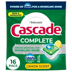 Cascade Complete Action Pacs, Dishwasher Detergent, Lemon, 16 Count Cascade Complete Action Pacs, Dishwasher Detergent, Lemon, 16 Count
