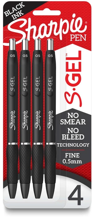 Sharpie S-Gel Pens, 0.5mm, Black Gel Ink, 4-Pack Sharpie S-Gel Pens, 0.5mm, Black Gel Ink, 4-Pack