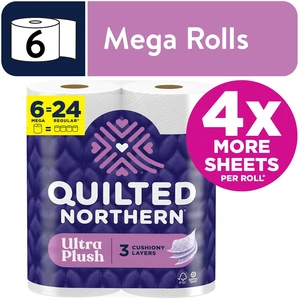 Quilted Northern Ultra Plush 3-Ply Toilet Paper, 6 Mega Rolls, 255 Sheets Per Roll Quilted Northern Ultra Plush 3-Ply Toilet Paper, 6 Mega Rolls, 255 Sheets Per Roll