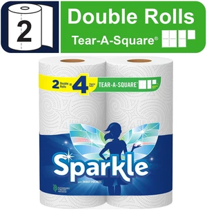 Sparkle Tear-a-Square Paper Towels, 2 Double Rolls, White, Customizable Sheet Size Sparkle Tear-a-Square Paper Towels, 2 Double Rolls, White, Customizable Sheet Size