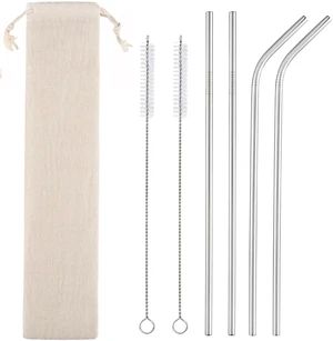 Set of 4 Reusable Stainless Steel Straws, 10.5'' Long with Cleaning Brushes and Case, for 30 oz and 20 oz Tumblers Set of 4 Reusable Stainless Steel Straws, 10.5'' Long with Cleaning Brushes and Case, for 30 oz and 20 oz Tumblers
