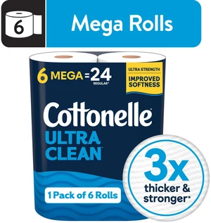 Cottonelle Ultra Clean Toilet Paper, 6 Mega Rolls Cottonelle Ultra Clean Toilet Paper, 6 Mega Rolls