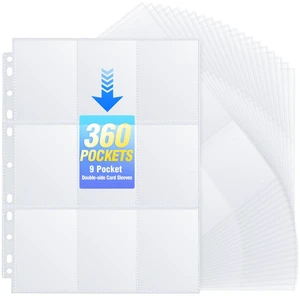 360 Pockets Double-Sided 9-Pocket Trading Card Pages for 3-Ring Binder, Clear Plastic Sleeves for Sport Cards, Business Cards, Game Cards, Photos (20-Pack) 360 Pockets Double-Sided 9-Pocket Trading Card Pages for 3-Ring Binder, Clear Plastic Sleeves for Sport Cards, Business Cards, Game Cards, Photos (20-Pack)