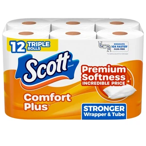 12 Triple Rolls Scott ComfortPlus Toilet Paper, 231 Sheets per Roll 12 Triple Rolls Scott ComfortPlus Toilet Paper, 231 Sheets per Roll