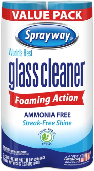 Sprayway Glass Cleaner Foaming Aerosol Spray 19oz Pack of 2, Ammonia-Free, Streakless, Fast-Acting, Cleans & Polishes Glass Surfaces, Fresh Scent, Removes Fingerprints Du Sprayway Glass Cleaner Foaming Aerosol Spray 19oz Pack of 2, Ammonia-Free, Streakless, Fast-Acting, Cleans & Polishes Glass Surfaces, Fresh Scent, Removes Fingerprints Du