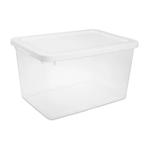 Sterilite 20 Quart Clear Plastic Small Storage Bin with Snap-On Lid, White Sterilite 20 Quart Clear Plastic Small Storage Bin with Snap-On Lid, White