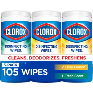 Clorox Disinfecting Cleaning Wipes, Bleach Free, Variety Pack, Fresh Scent and Crisp Lemon, 35 Count Each, Pack of 3 Clorox Disinfecting Cleaning Wipes, Bleach Free, Variety Pack, Fresh Scent and Crisp Lemon, 35 Count Each, Pack of 3