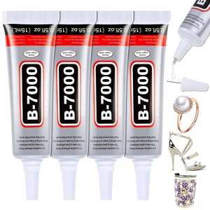 B7000 Clear Glue for Rhinestones, 4pcs 15mL Strong B-7000 Jewelry Bead Gem Glue with Precision Tip, Quick Dry Bedazzling Adhesive for Jewelry Making, Clothes, Fabric, Sho B7000 Clear Glue for Rhinestones, 4pcs 15mL Strong B-7000 Jewelry Bead Gem Glue with Precision Tip, Quick Dry Bedazzling Adhesive for Jewelry Making, Clothes, Fabric, Sho