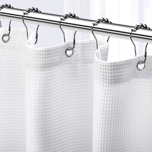 NEATERIZE Hotel Style Waffle Design Fabric Shower Curtain, 72x72 Inches, White NEATERIZE Hotel Style Waffle Design Fabric Shower Curtain, 72x72 Inches, White