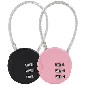 Wire Rope Lock Mini Combination Lock, Waziaqoc, 2Pcs, Pink, Black Wire Rope Lock Mini Combination Lock, Waziaqoc, 2Pcs, Pink, Black