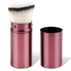 Retractable Kabuki Makeup Brush - Portable Travel Brush with Cover for Foundation, Powder, Blush and Bronzer, Cruelty-Free and Vegan Retractable Kabuki Makeup Brush - Portable Travel Brush with Cover for Foundation, Powder, Blush and Bronzer, Cruelty-Free and Vegan