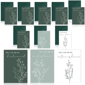 Spakon 16Pcs Bridesmaid Proposal Cards with Envelopes, Leaves, Flowers Spakon 16Pcs Bridesmaid Proposal Cards with Envelopes, Leaves, Flowers