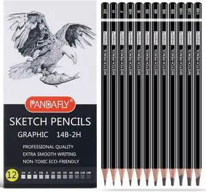 PANDAFLY Drawing Sketching Pencil Set, 12 Pack, Graphite Pencils (14B - 2H) PANDAFLY Drawing Sketching Pencil Set, 12 Pack, Graphite Pencils (14B - 2H)