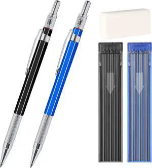 2mm Mechanical Pencil Set, 2 Pieces Artist Carpenter Drafting Pencils 2.0 mm with 2 Tube Lead Refill (HB, 2B), Art Lead Holder Metal Marker for Draft Drawing, Writing, Art Sketching 2mm Mechanical Pencil Set, 2 Pieces Artist Carpenter Drafting Pencils 2.0 mm with 2 Tube Lead Refill (HB, 2B), Art Lead Holder Metal Marker for Draft Drawing, Writing, Art Sketching