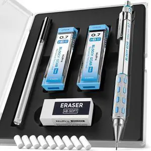 Nicpro 0.7 mm Mechanical Pencil, Metal Drafting Pencil with Eraser Nicpro 0.7 mm Mechanical Pencil, Metal Drafting Pencil with Eraser