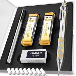 Nicpro Blocky Gear 0.9 mm Mechanical Pencils Set, Metal Pencil with Case Nicpro Blocky Gear 0.9 mm Mechanical Pencils Set, Metal Pencil with Case