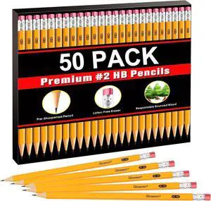 Wood-Cased #2 HB Pencils, 50 Pack Pre-sharpened Pencils for Writing/Drawing/Sketching, Bulk Pack for Office School Classroom Supplies Wood-Cased #2 HB Pencils, 50 Pack Pre-sharpened Pencils for Writing/Drawing/Sketching, Bulk Pack for Office School Classroom Supplies
