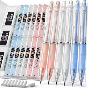 Nicpro 23PCS Pastel Mechanical Pencil 0.5 & 0.7 mm with Case for School, with 12 tubes HB Lead Refills, 3 Erasers, 9 Eraser Refills For Student Writing, Drawing, Sketching, Blue & Pink & White Colors Nicpro 23PCS Pastel Mechanical Pencil 0.5 & 0.7 mm with Case for School, with 12 tubes HB Lead Refills, 3 Erasers, 9 Eraser Refills For Student Writing, Drawing, Sketching, Blue & Pink & White Colors