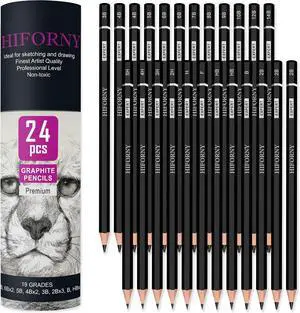 HIFORNY 24-Piece Graphite Sketching Pencil Set - 14B-5H, Ideal for Beginners & Artists HIFORNY 24-Piece Graphite Sketching Pencil Set - 14B-5H, Ideal for Beginners & Artists