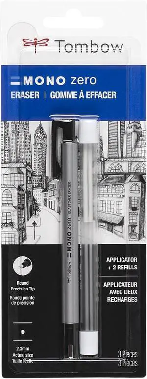 Tombow 57315 MONO Zero Eraser and Refill Value Pack, Round 2.3mm. Precision Tip Pen-Style Eraser with Refill Tombow 57315 MONO Zero Eraser and Refill Value Pack, Round 2.3mm. Precision Tip Pen-Style Eraser with Refill