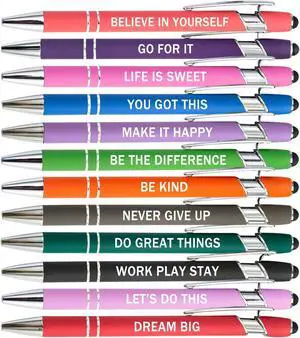 PASISIBICK 12 Pieces Motivational Inspirational Quotes Snarky Screen Touch Stylus Ballpoint Pens, Office Encouraging Scriptures, Black Ink (12 Color,Motivational) PASISIBICK 12 Pieces Motivational Inspirational Quotes Snarky Screen Touch Stylus Ballpoint Pens, Office Encouraging Scriptures, Black Ink (12 Color,Motivational)