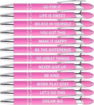 PASISIBICK 12 Pieces Pink Inspirational Motivational Quotes Snarky Screen Touch Stylus Ballpoint Pens, Office Encouraging Scriptures, Black Ink (Pink,Motivational) PASISIBICK 12 Pieces Pink Inspirational Motivational Quotes Snarky Screen Touch Stylus Ballpoint Pens, Office Encouraging Scriptures, Black Ink (Pink,Motivational)