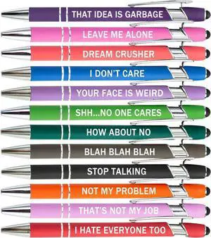 PASISIBICK 12 Pieces Funny Sarcastic Ballpoint Pens, Office Snarky Touch Screen Stylus Pen Encouraging, Black Ink (12 Color,Negative) PASISIBICK 12 Pieces Funny Sarcastic Ballpoint Pens, Office Snarky Touch Screen Stylus Pen Encouraging, Black Ink (12 Color,Negative)