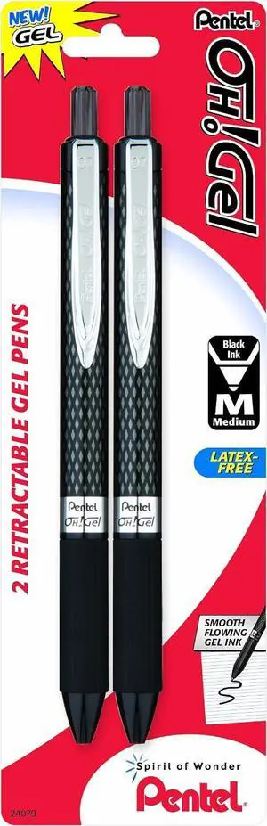 Pentel Oh! Gel Retractable Gel Pen, 0.7mm, Black Ink, 2 Pack (K497BP2A) Pentel Oh! Gel Retractable Gel Pen, 0.7mm, Black Ink, 2 Pack (K497BP2A)