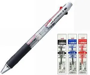 Uni Ballpoint Pen Jetstream 3 Color Black Red Blue Ink 0.38mm Transparent (SXE340038.T)+ 0.38 3 Color Refill Uni Ballpoint Pen Jetstream 3 Color Black Red Blue Ink 0.38mm Transparent (SXE340038.T)+ 0.38 3 Color Refill