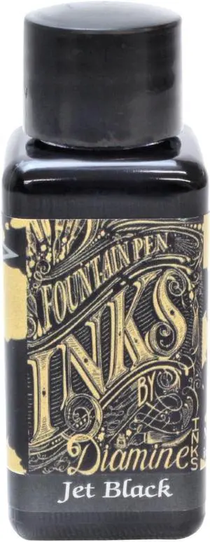 Diamine Fountain Pen Bottled Ink, 30ml - Jet Black Diamine Fountain Pen Bottled Ink, 30ml - Jet Black