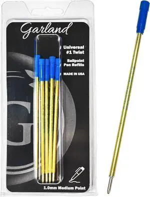 Garland Universal #1 Cross Compatible Ballpoint Pen Refill, USA Made, 1.0mm Medium Point, Smooth Writing, 5 Pack (Blue) (#1-Blk) Garland Universal #1 Cross Compatible Ballpoint Pen Refill, USA Made, 1.0mm Medium Point, Smooth Writing, 5 Pack (Blue) (#1-Blk)