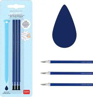 Legami - Refill for Erasable Gel Pen, Set of 3, Height 13 cm, Blue Thermosensitive Ink, 0.7 mm Tip Legami - Refill for Erasable Gel Pen, Set of 3, Height 13 cm, Blue Thermosensitive Ink, 0.7 mm Tip