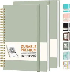 Forvencer 2 Pack Blank Spiral Notebook, 8"x 5.6"Hardcover Sketch Book Forvencer 2 Pack Blank Spiral Notebook, 8"x 5.6"Hardcover Sketch Book