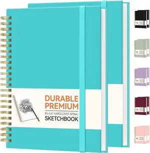 Forvencer 2 Pack Blank Spiral Notebook, 8"x 5.6"Hardcover Sketch Book Forvencer 2 Pack Blank Spiral Notebook, 8"x 5.6"Hardcover Sketch Book