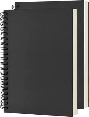 DSTELIN Blank Spiral Notebook, 2-Pack, Soft Cover, Sketch book, 100 Pages / 50 Sheets, 7.5 inch x 5.1 inch, 100GSM, (Black) DSTELIN Blank Spiral Notebook, 2-Pack, Soft Cover, Sketch book, 100 Pages / 50 Sheets, 7.5 inch x 5.1 inch, 100GSM, (Black)