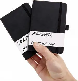 2Pack Pocket Notebook Small Notebook Journal Notebook 4 inches x 5.7 inches 200 Pages Leather Cover With Pen Holder Page Marker Ribbons(Black) 2Pack Pocket Notebook Small Notebook Journal Notebook 4 inches x 5.7 inches 200 Pages Leather Cover With Pen Holder Page Marker Ribbons(Black)