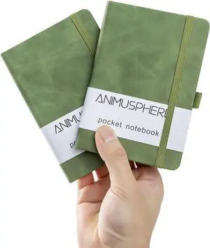 2Pack Pocket Notebook Small Notebook Journal Notebook 4 inches x 5.7 inches 200 Pages Leather Cover With Pen Holder Page Marker Ribbons(Green) 2Pack Pocket Notebook Small Notebook Journal Notebook 4 inches x 5.7 inches 200 Pages Leather Cover With Pen Holder Page Marker Ribbons(Green)