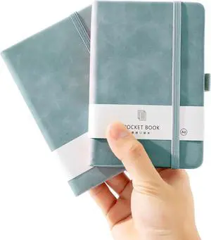 2Pack Pocket Notebook Small Notebook Journal Notebook 4 inches x 5.7 inches 200 Pages Leather Cover With Pen Holder Page Marker Ribbons(Blue) 2Pack Pocket Notebook Small Notebook Journal Notebook 4 inches x 5.7 inches 200 Pages Leather Cover With Pen Holder Page Marker Ribbons(Blue)