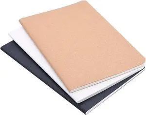 newestor Set of 3 A5 Dotted Notebook/Travel Journal - 5.5 x 8.25 Dot Grid Paper for Bullet Notes Journaling, Total 120 Sheets/240 Pages, Black/White/Kraft Brown Cover newestor Set of 3 A5 Dotted Notebook/Travel Journal - 5.5 x 8.25 Dot Grid Paper for Bullet Notes Journaling, Total 120 Sheets/240 Pages, Black/White/Kraft Brown Cover
