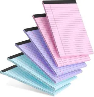 AILZFEI 6pcs Small Note Pads 5x8 Colored Legal Pads Paper College Ruled Notepad Writing Pads 5 x 8 Legal Pads Perforated Narrow Ruled Pads of Paper (Pink Purple Blue) AILZFEI 6pcs Small Note Pads 5x8 Colored Legal Pads Paper College Ruled Notepad Writing Pads 5 x 8 Legal Pads Perforated Narrow Ruled Pads of Paper (Pink Purple Blue)