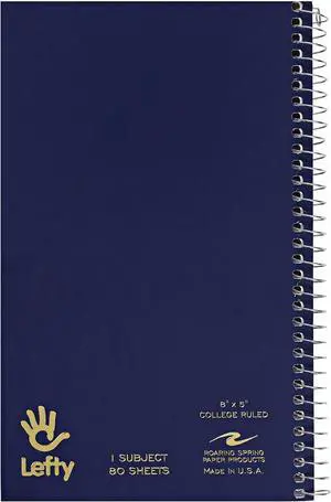 Roaring Spring Lefty Spiral Journal, College Ruled Small Left Handed Notebook, 8" x 5", 80 Sheets, Assorted Color Covers Roaring Spring Lefty Spiral Journal, College Ruled Small Left Handed Notebook, 8" x 5", 80 Sheets, Assorted Color Covers