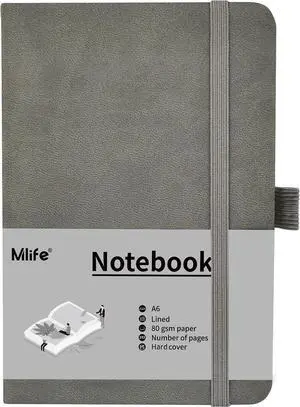 Mlife A6 Small Journal Notebook, Lined Pocket Notebook with Pen Holder, Mini Notebook Hardcover, 192 Pages, 3.9 inches * 5.5 inches Journal for Women and Man (Grey) Mlife A6 Small Journal Notebook, Lined Pocket Notebook with Pen Holder, Mini Notebook Hardcover, 192 Pages, 3.9 inches * 5.5 inches Journal for Women and Man (Grey)