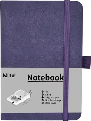Mlife A6 Small Journal Notebook, Lined Pocket Notebook with Pen Holder, Mini Notebook Hardcover, 192 Pages, 3.9 inches * 5.5 inches Journal for Women and Man (Purple) Mlife A6 Small Journal Notebook, Lined Pocket Notebook with Pen Holder, Mini Notebook Hardcover, 192 Pages, 3.9 inches * 5.5 inches Journal for Women and Man (Purple)